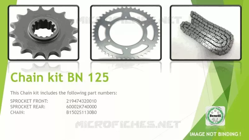 KIT CHAINE Benelli moto 125 2019 BN 125 (E4) (L8-M0)  BN 125