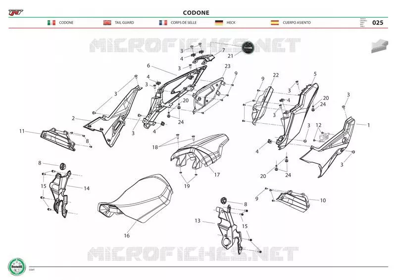 CARROSSERIE ARRIERE Benelli moto 125 2019 TNT 125 ABS (L7-M0)  TNT 125