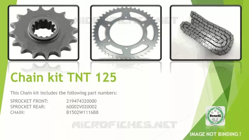 KIT CHAINE Benelli moto 125 2019 TNT 125 ABS (L7-M0)  TNT 125