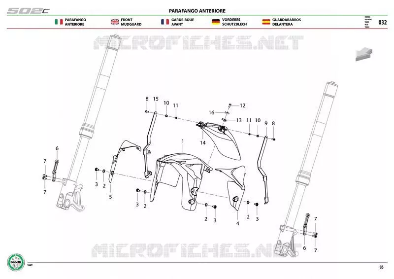 GARDE BOUE AVANT Benelli moto 502 2019 502C (E4) (L9-M0)  502C