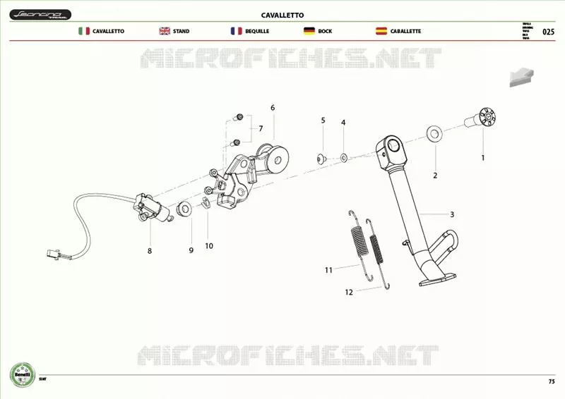 BEQUILLE Benelli moto 500 2019 LEONCINO 500 TRAIL (E4) (L8-L9)  LEONCINO 500 TRAIL