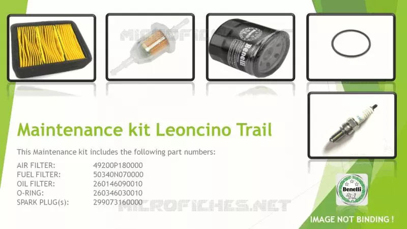 KIT ENTRETIEN Benelli moto 500 2019 LEONCINO 500 TRAIL (E4) (L8-L9)  LEONCINO 500 TRAIL