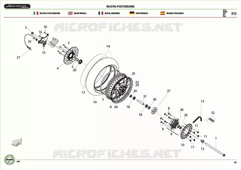 ROUE ARRIÈRE Benelli moto 500 2019 LEONCINO 500 TRAIL (E4) (L8-L9)  LEONCINO 500 TRAIL