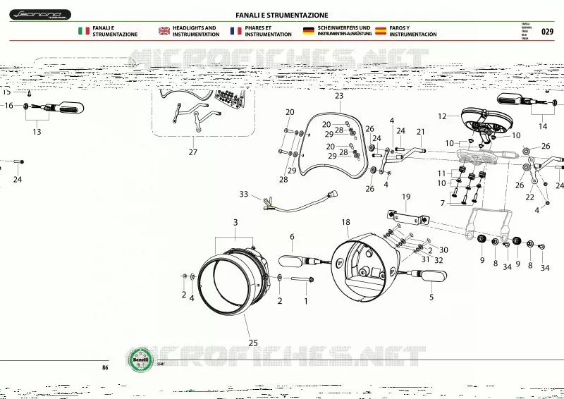 PHARE ET TABLEAU DE BORD Benelli moto 500 2020 LEONCINO 500 TRAIL (E4) (M0)  LEONCINO 500 TRAIL