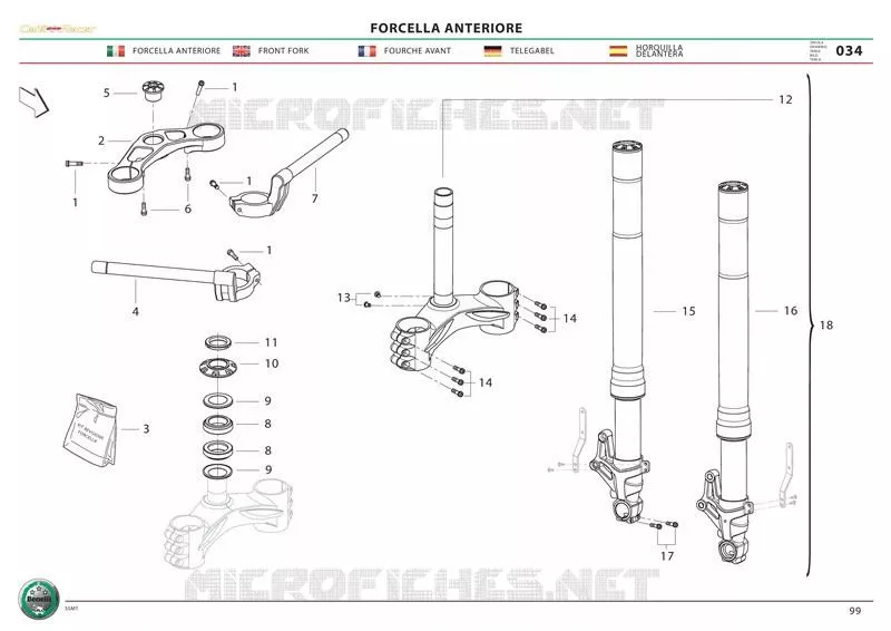 FOURCHE AVANT Benelli moto 899 2010 TNT 899 CAFÉRACER (L0)  TNT 899 CAFÉRACER