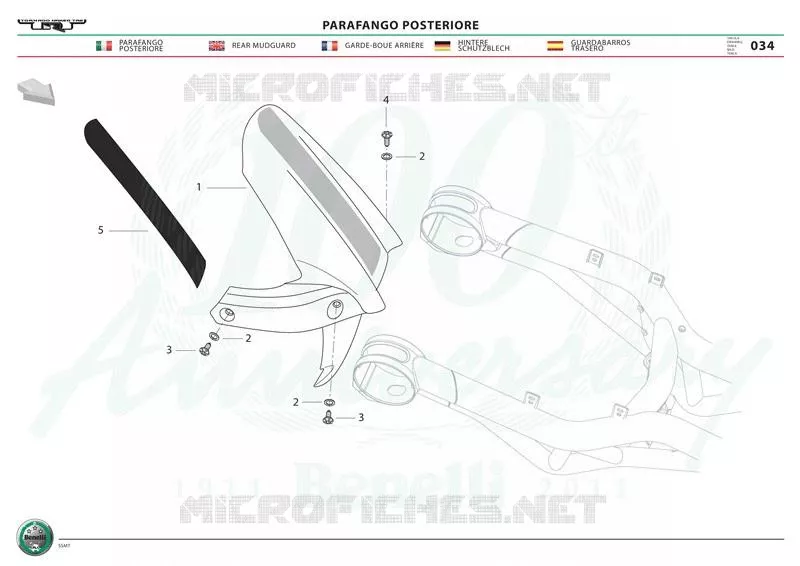 GARDE BOUE ARRIERE Benelli moto 1130 2012 TNT 1130R (L2)  TNT 1130R