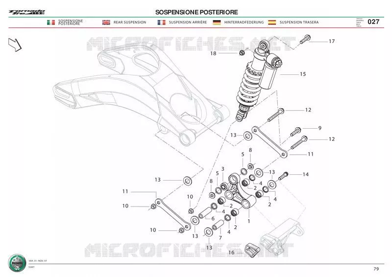 SUSPENSION ARRIERE Benelli moto 1130 2007 TORNADO TRE 1130 (K7)  TORNADO TRE 1130