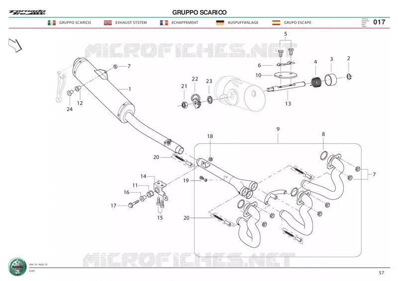 SYSTEME D'ECHAPPEMENT Benelli moto 1130 2007 TORNADO TRE 1130 (K7)  TORNADO TRE 1130