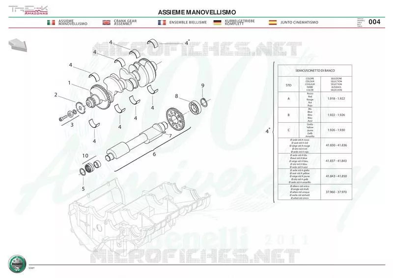 PIGNONS DE VILEBREQUIN Benelli moto 1130 2011 TRE 1130K AMAZONAS (L1)  TRE 1130K AMAZONAS